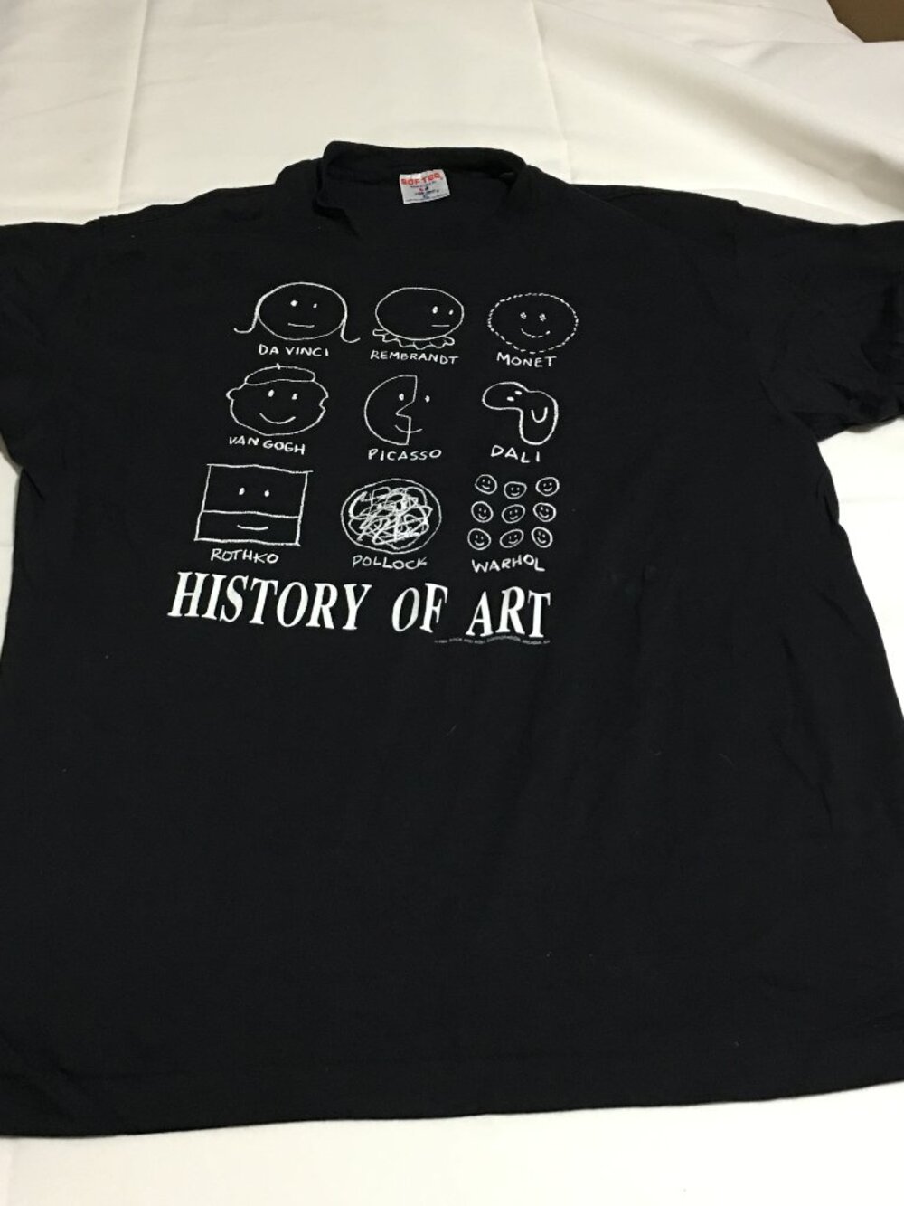 Vintage History Of Art Black T-Shirt Men's XL Pollock Rothko Dali Warhol Van 90s
